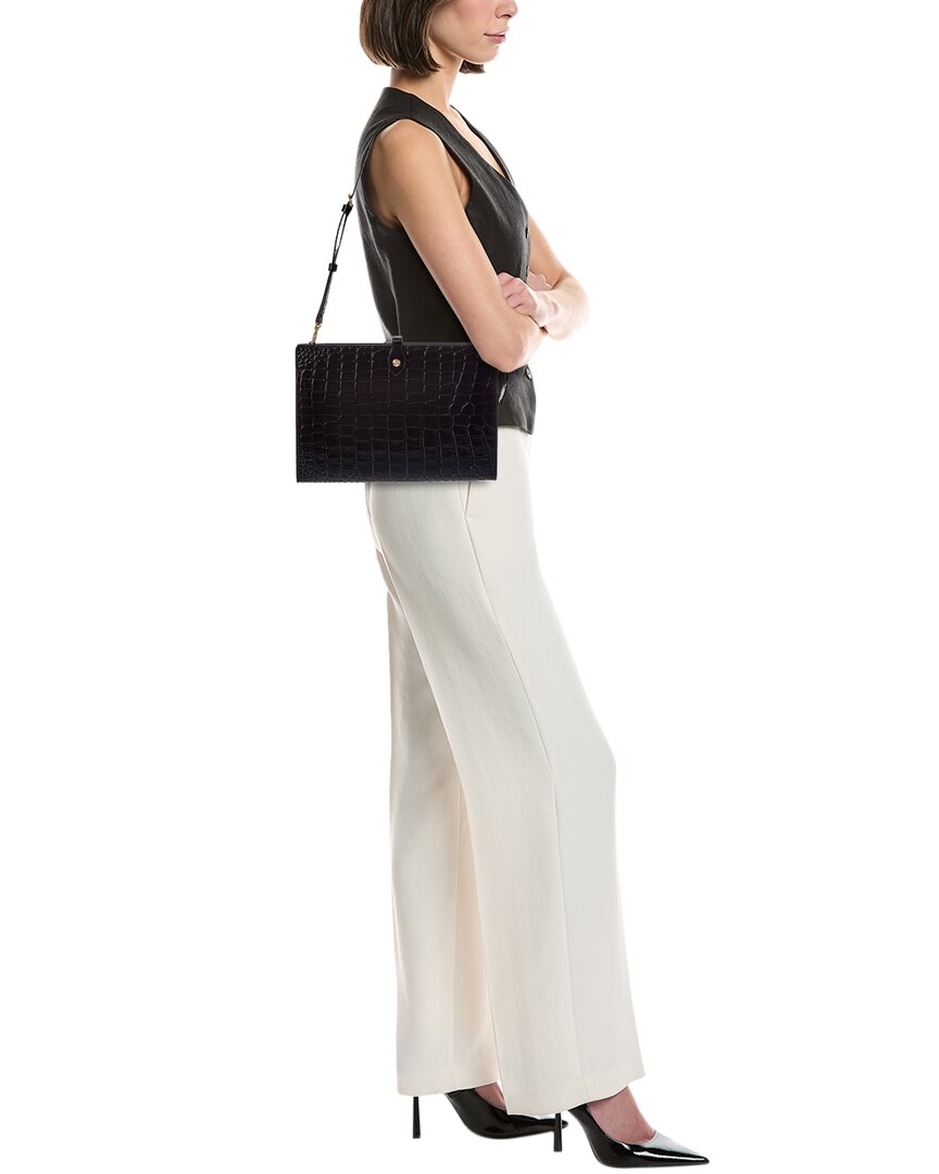 CELINE Celine Medium Note Book Croc-Embossed Leather Shoulder Bag