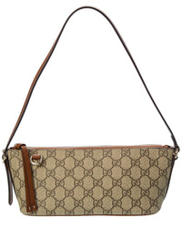 Gucci Gg Emblem Small Gg Supreme Canvas & Leather Shoulder Bag