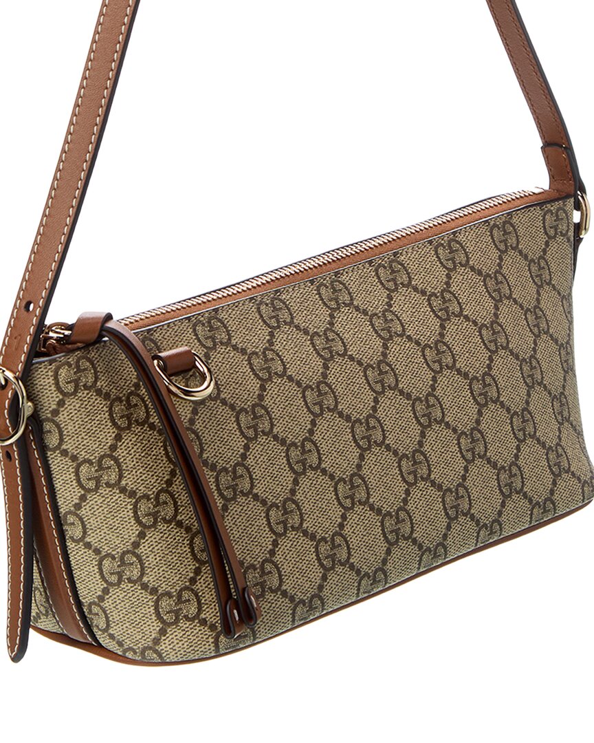 Gucci Gg Emblem Small Gg Supreme Canvas & Leather Shoulder Bag