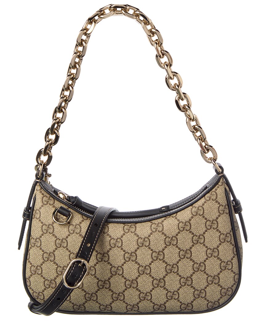Gucci Gucci Gg Emblem Small Gg Supreme Canvas & Leather Shoulder Bag