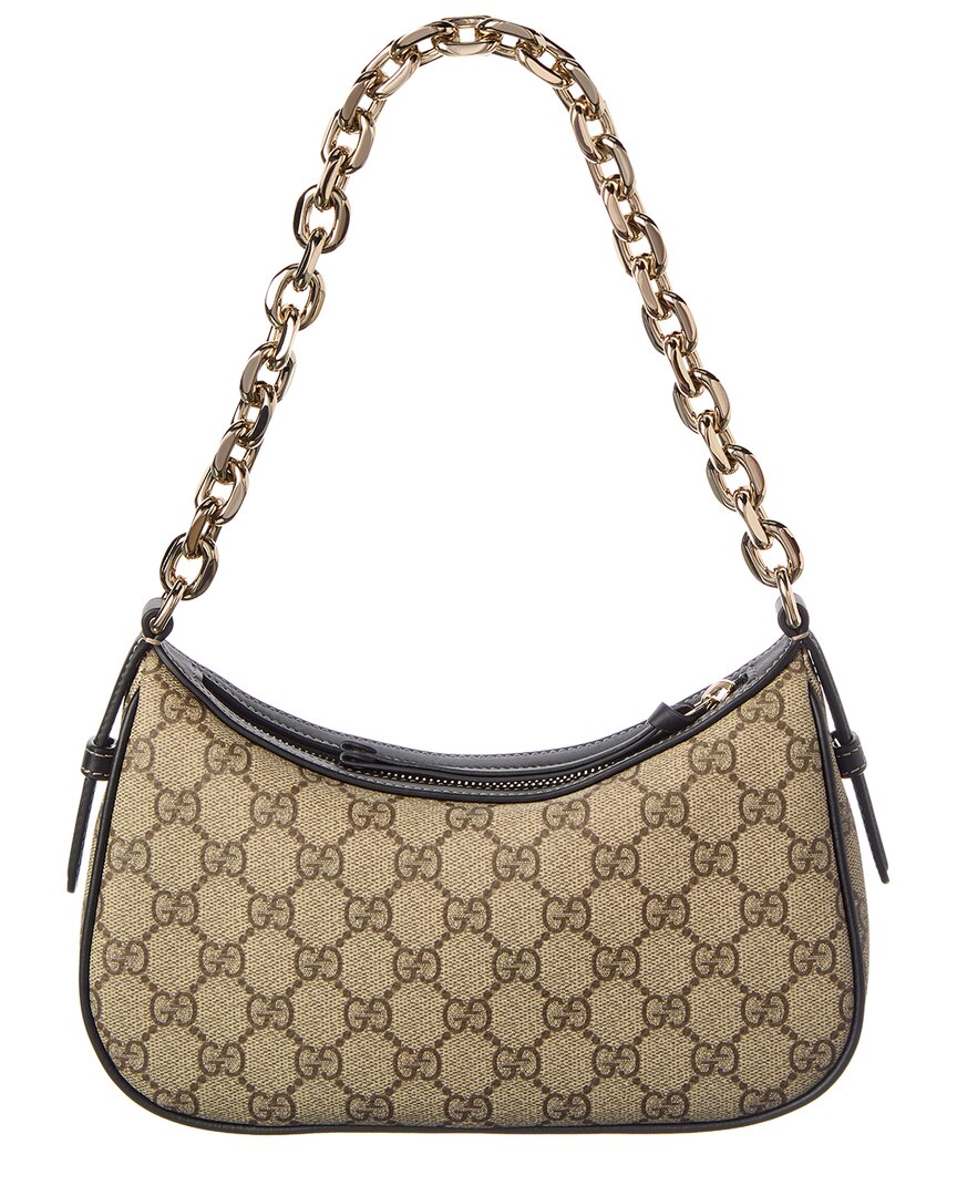 Gucci Gucci Gg Emblem Small Gg Supreme Canvas & Leather Shoulder Bag
