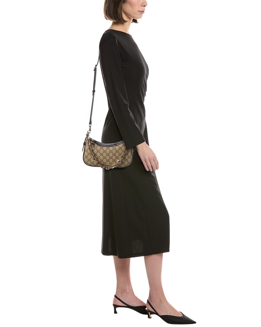 Gucci Gucci Gg Emblem Small Gg Supreme Canvas & Leather Shoulder Bag