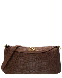 Off-White™ Jitney Croc-Embossed Suede Shoulder Bag