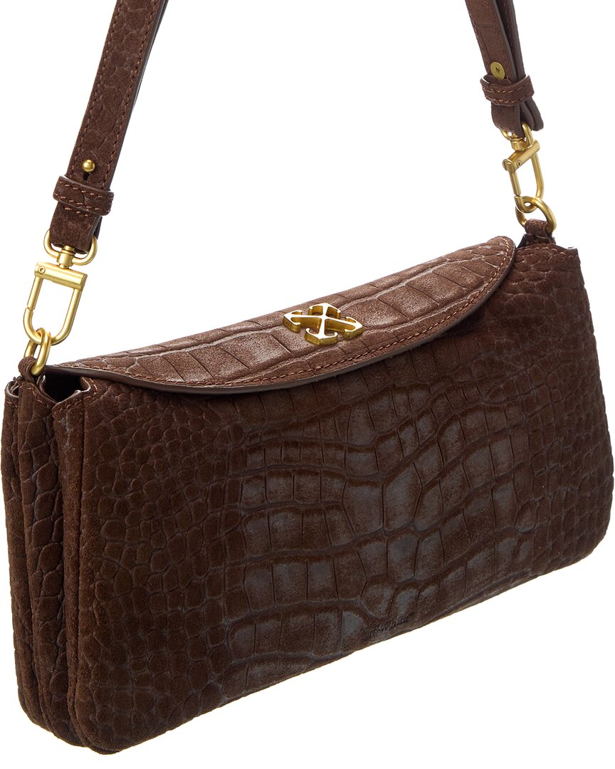 Off-White™ Jitney Croc-Embossed Suede Shoulder Bag