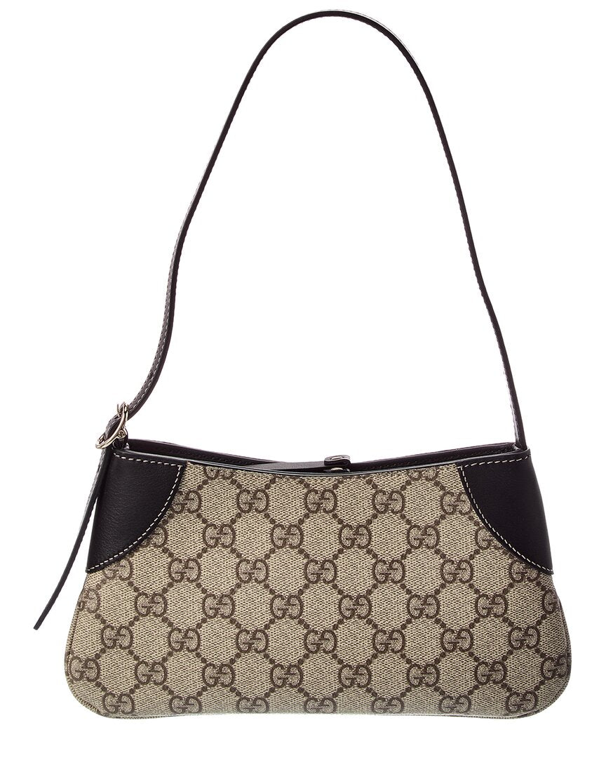 Gucci Gucci Gg Emblem Small Coated Fabric & Leather Shoulder Bag