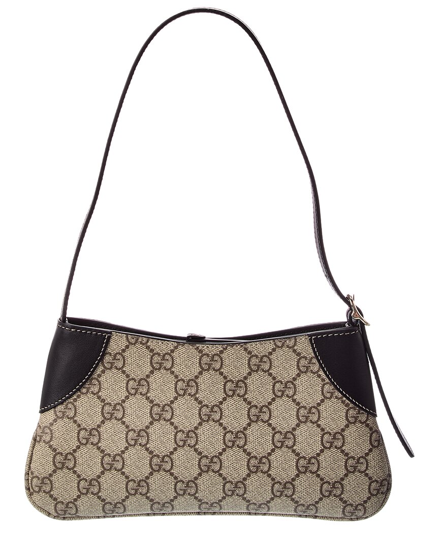 Gucci Gucci Gg Emblem Small Coated Fabric & Leather Shoulder Bag