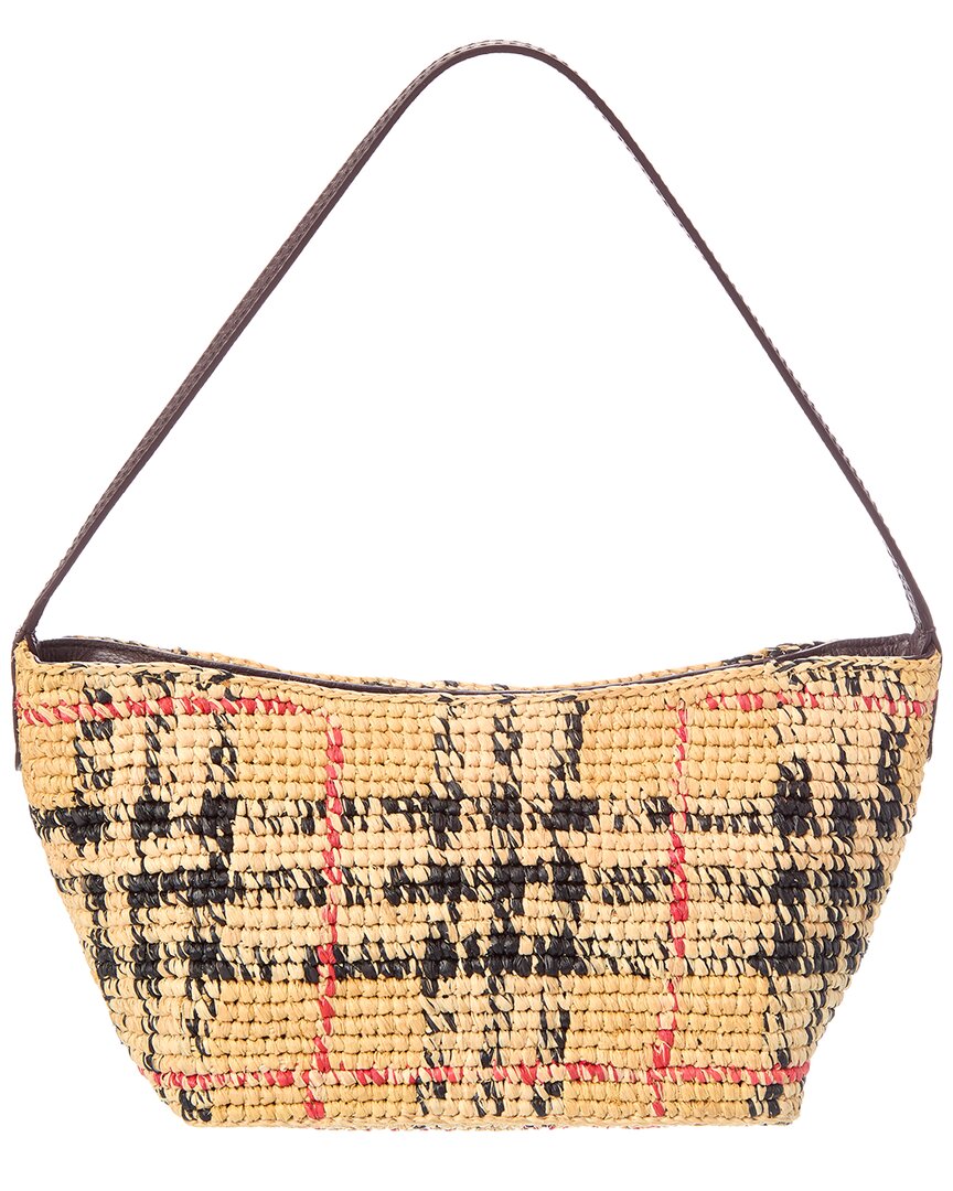Burberry Burberry Margate Mini Raffia & Leather Shoulder Bag
