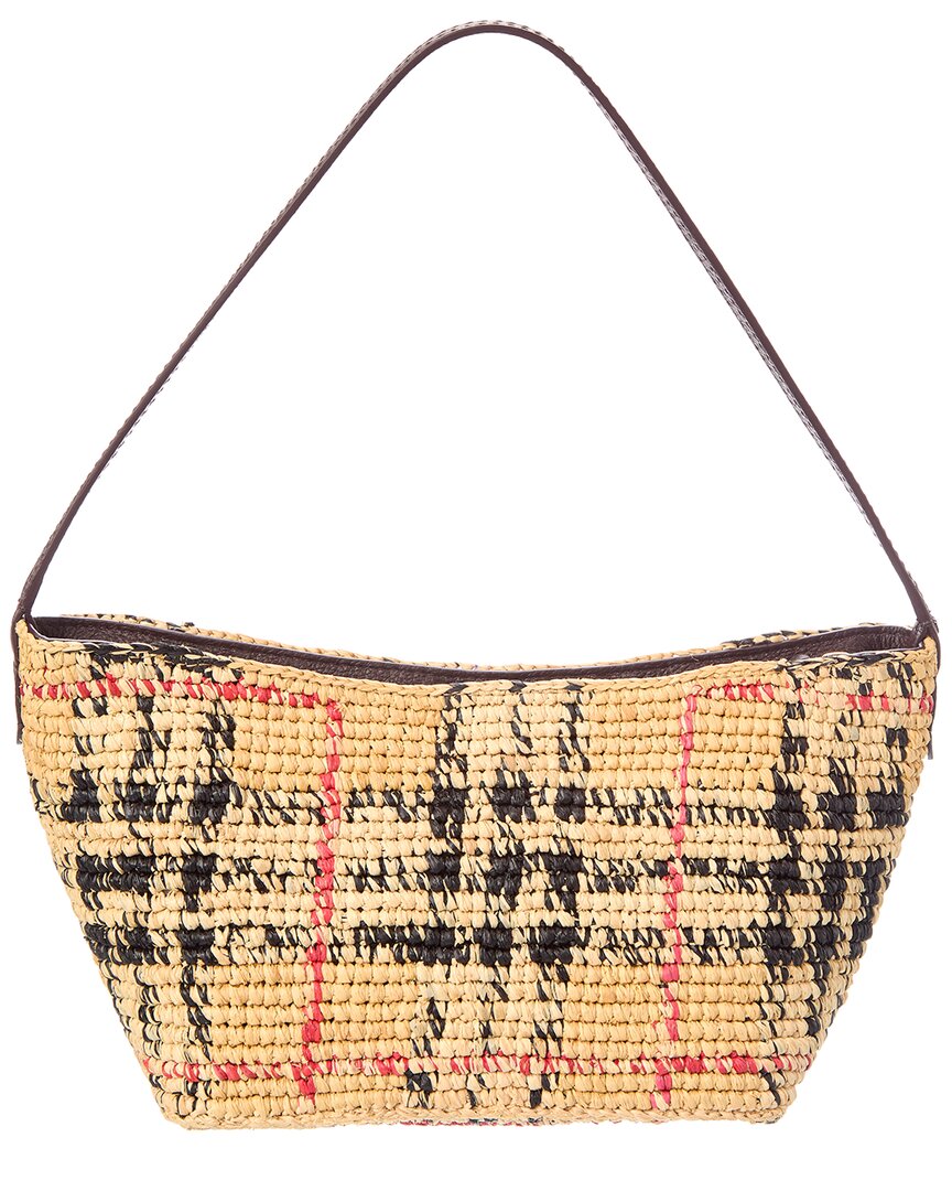 Burberry Burberry Margate Mini Raffia & Leather Shoulder Bag