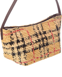 Burberry Burberry Margate Mini Raffia & Leather Shoulder Bag