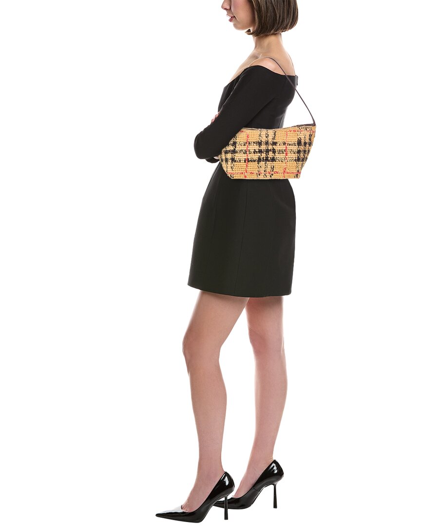 Burberry Burberry Margate Mini Raffia & Leather Shoulder Bag