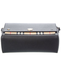 Burberry Note Medium Check Canvas & Leather Shoulder Bag (Authentic Pre-Loved)