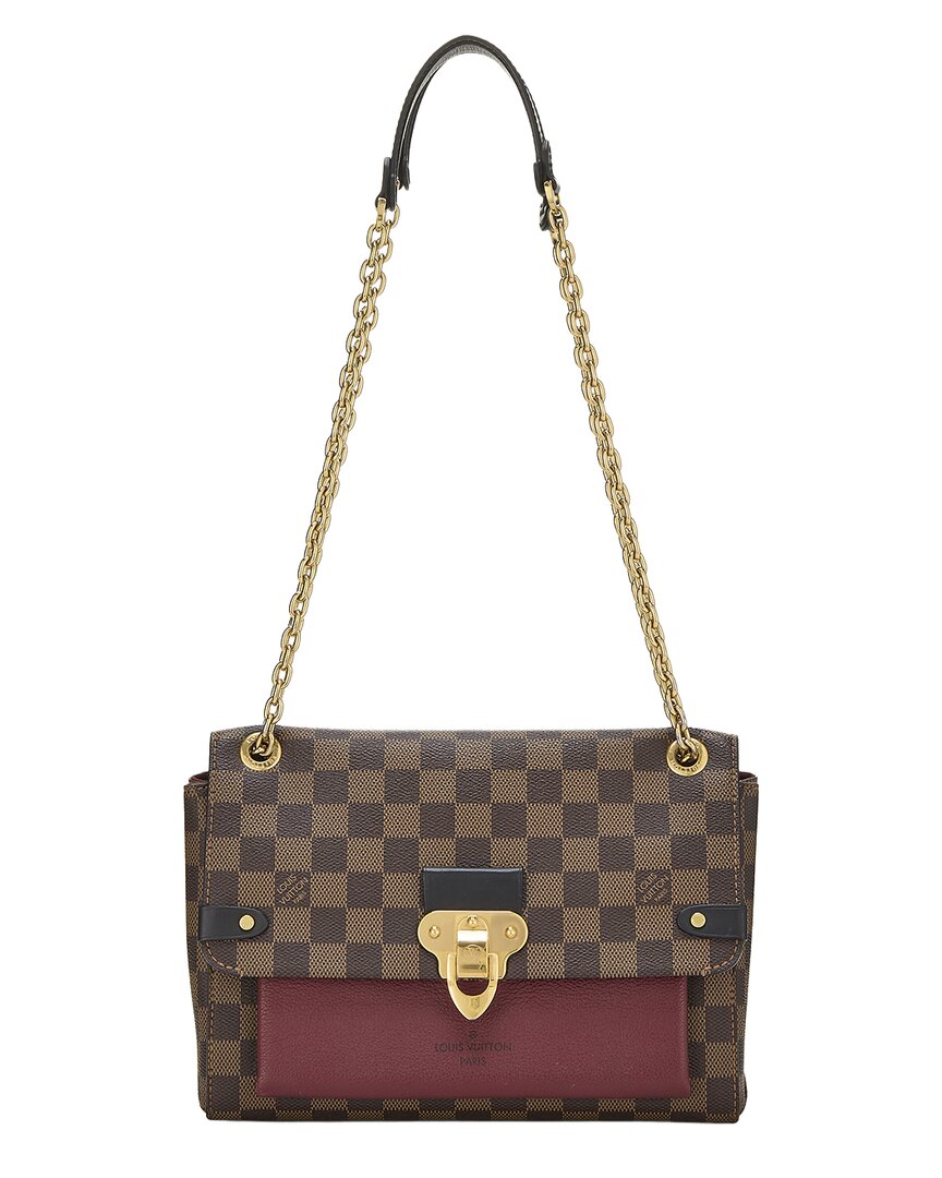 Louis Vuitton Louis Vuitton Burgundy Damier Ebene Coated Canvas Vavin Wallet On Chain