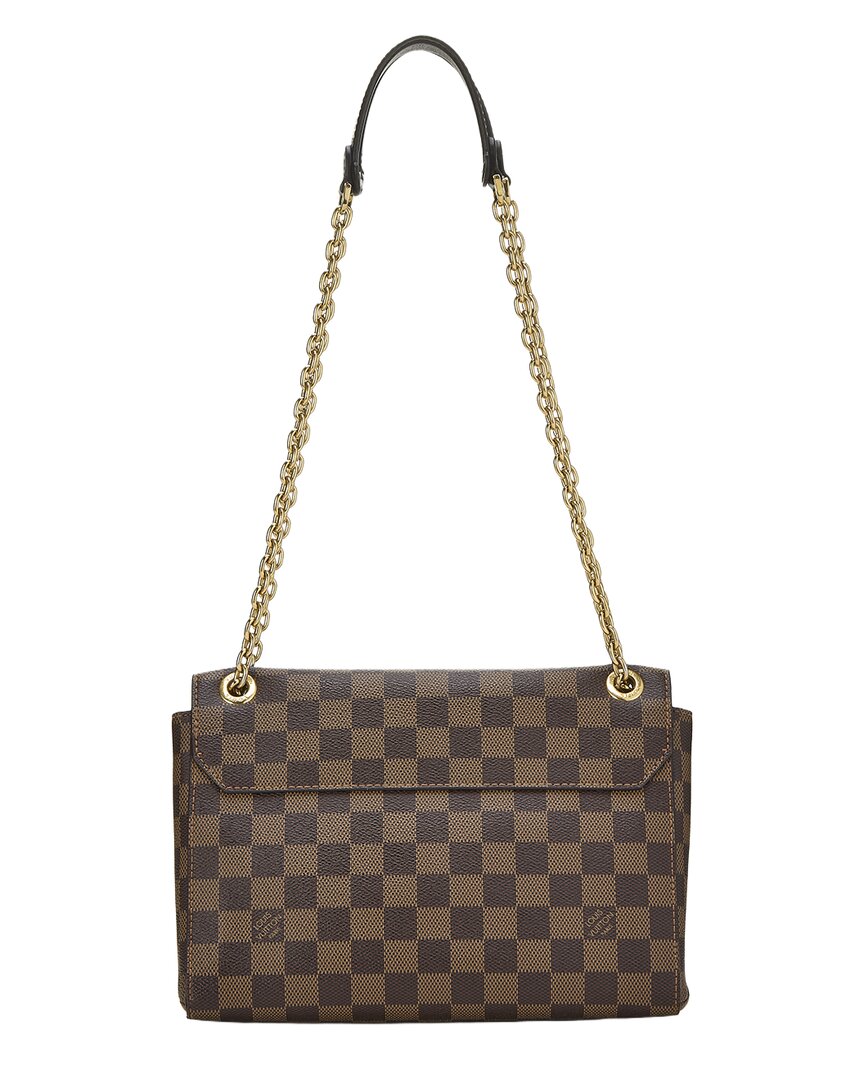 Louis Vuitton Louis Vuitton Burgundy Damier Ebene Coated Canvas Vavin Wallet On Chain