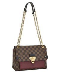 Louis Vuitton Louis Vuitton Burgundy Damier Ebene Coated Canvas Vavin Wallet On Chain