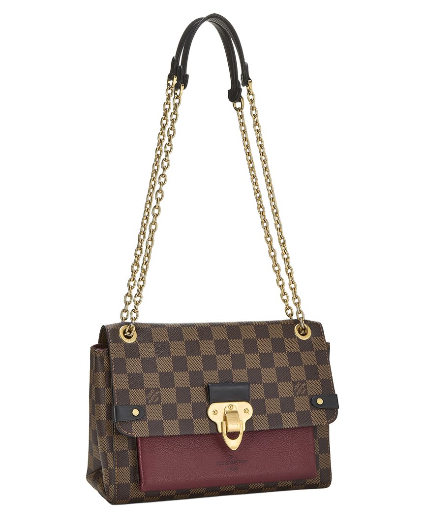Louis Vuitton Louis Vuitton Burgundy Damier Ebene Coated Canvas Vavin Wallet On Chain