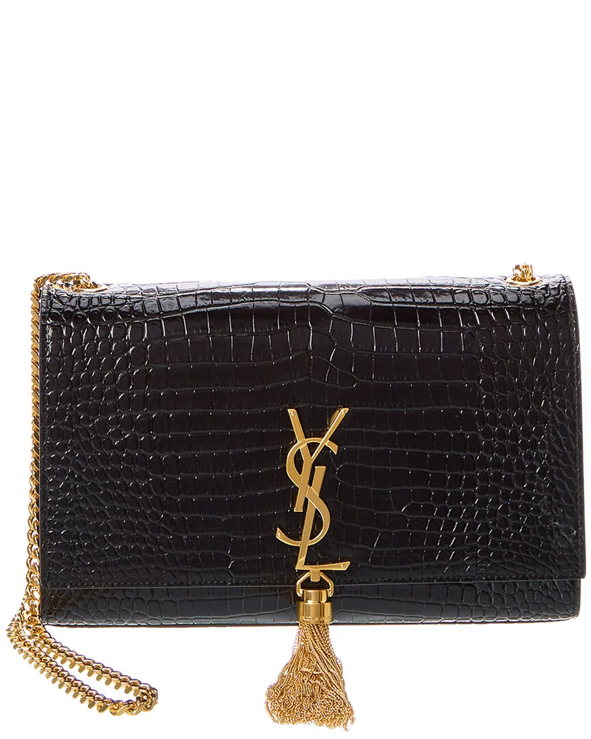 Saint Laurent Saint Laurent Kate Tassel Medium Croc-Embossed Leather Shoulder Bag