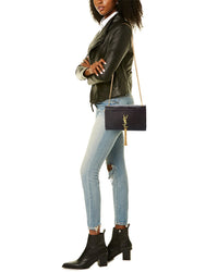 Saint Laurent Saint Laurent Kate Tassel Medium Croc-Embossed Leather Shoulder Bag