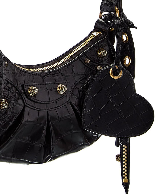 Balenciaga Le Cagole Xs Croc-Embossed Leather Shoulder Bag