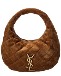 Saint Laurent Icarino Quilted Suede Shoulder Bag
