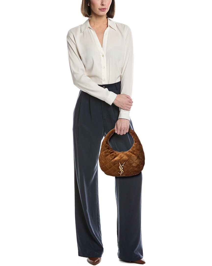 Saint Laurent Icarino Quilted Suede Shoulder Bag