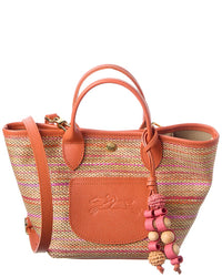 Longchamp Longchamp Le Panier Pliage Rainbow Leather-Trim Tote