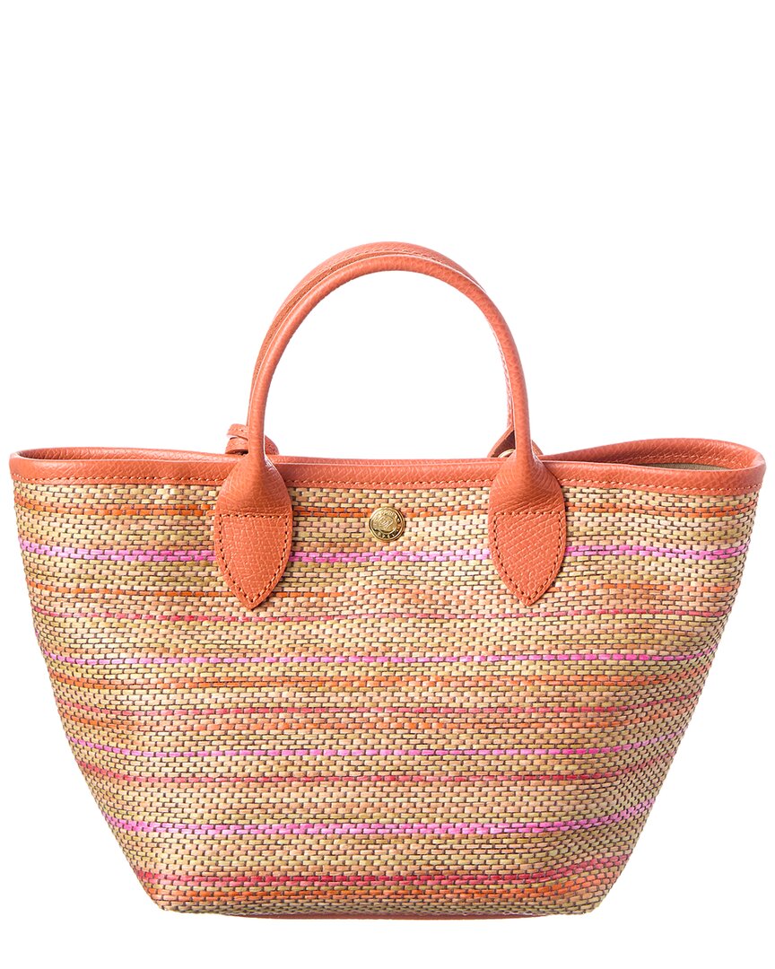Longchamp Longchamp Le Panier Pliage Rainbow Leather-Trim Tote