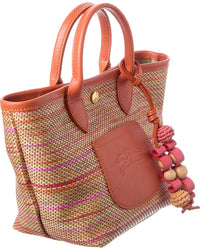 Longchamp Longchamp Le Panier Pliage Rainbow Leather-Trim Tote