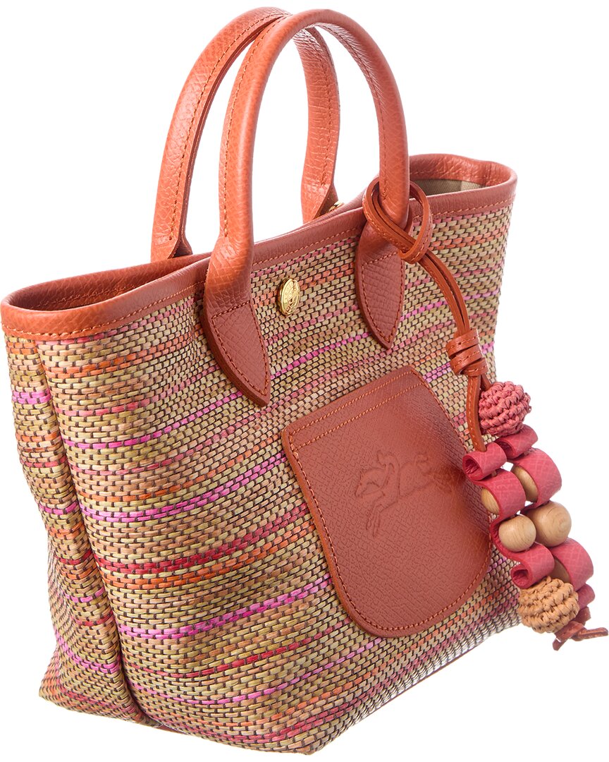 Longchamp Longchamp Le Panier Pliage Rainbow Leather-Trim Tote