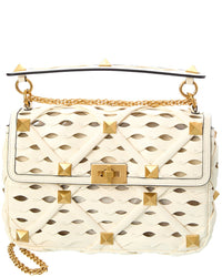 Valentino Roman Stud Large Leather & Mesh Shoulder Bag