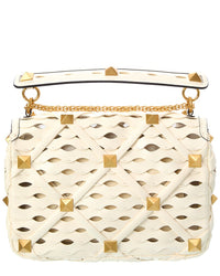 Valentino Roman Stud Large Leather & Mesh Shoulder Bag