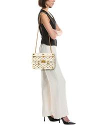 Valentino Roman Stud Large Leather & Mesh Shoulder Bag