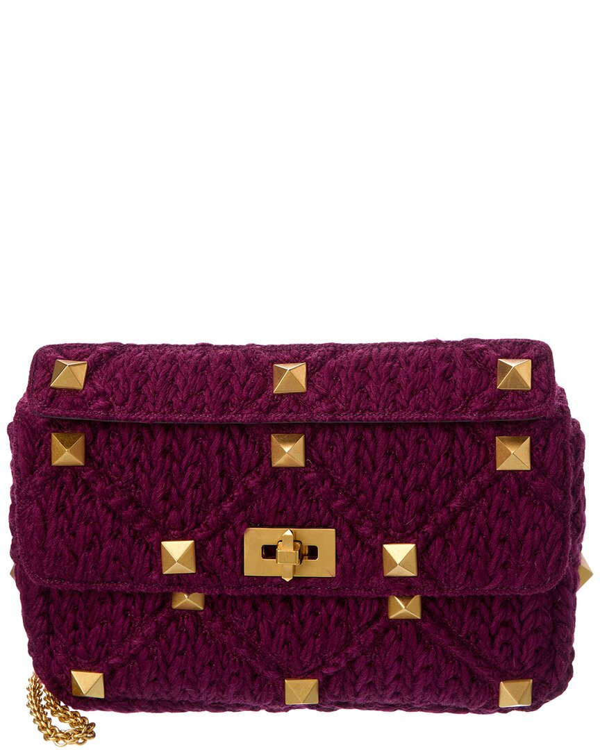Valentino Roman Stud Large Crochet Shoulder Bag