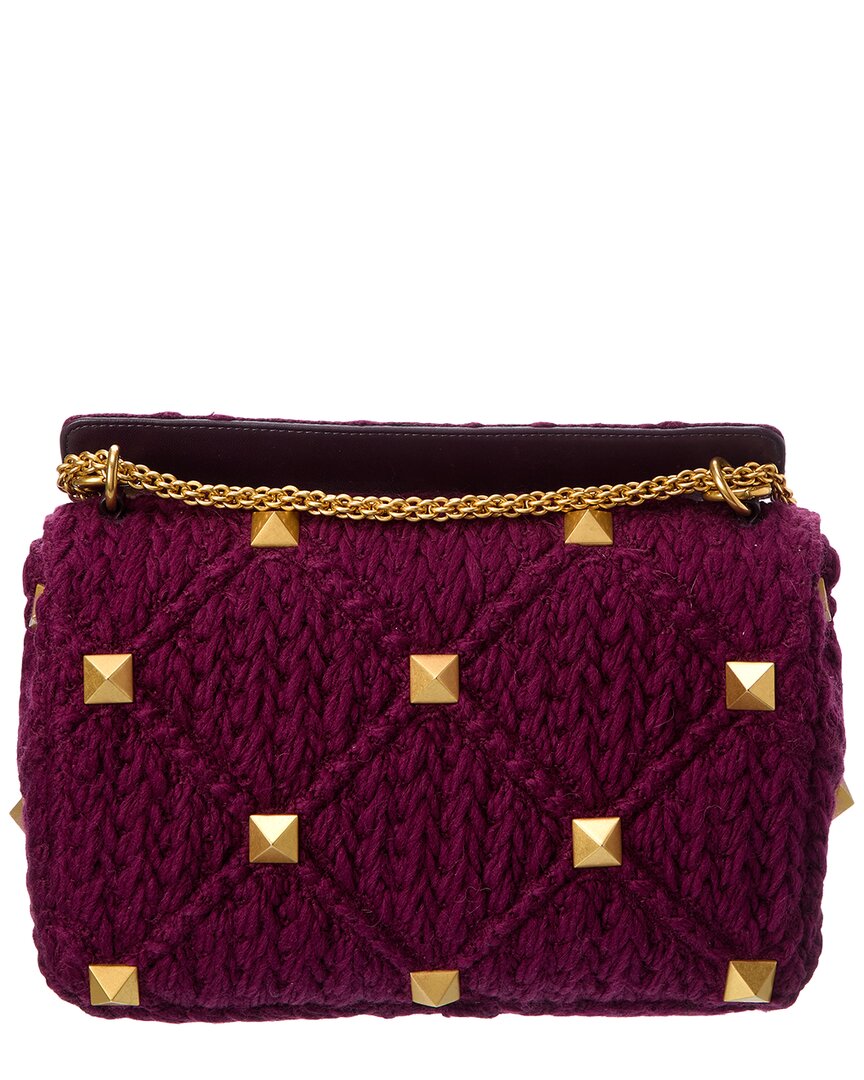 Valentino Roman Stud Large Crochet Shoulder Bag