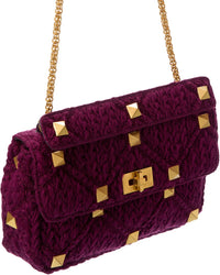 Valentino Roman Stud Large Crochet Shoulder Bag