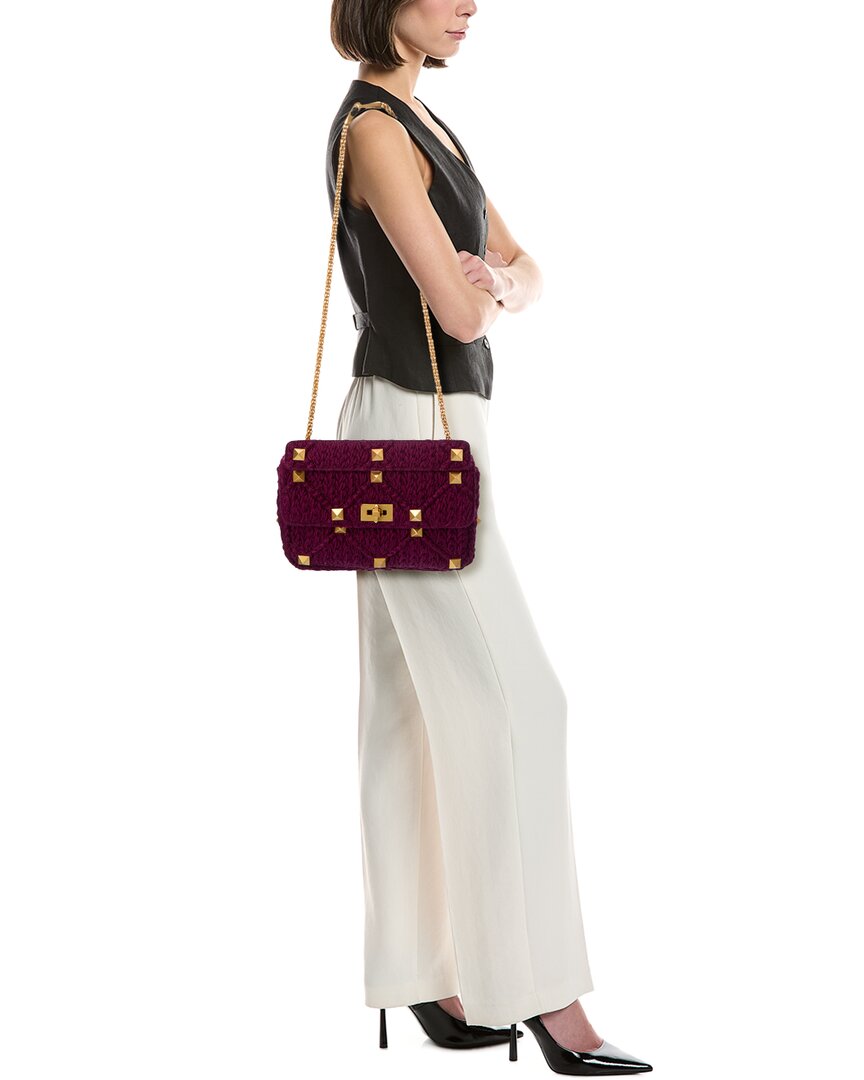 Valentino Roman Stud Large Crochet Shoulder Bag