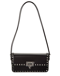 Valentino Rockstud23 East-West Leather Hobo Bag Black ONE SIZE