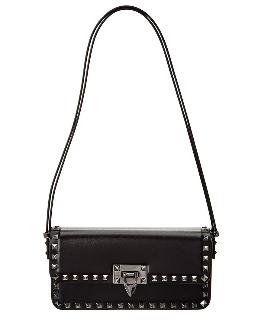 Valentino Rockstud23 East-West Leather Hobo Bag Black ONE SIZE