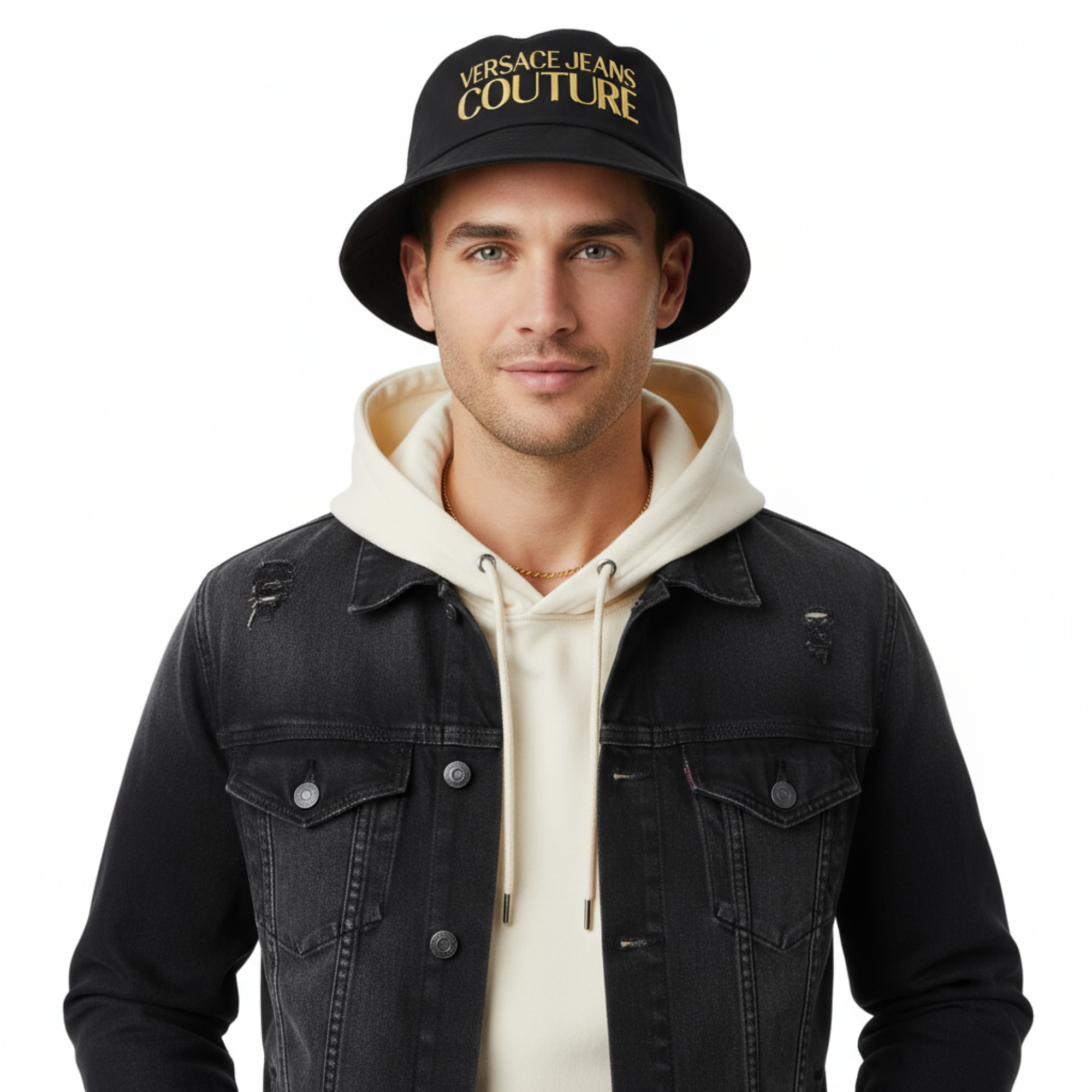 Versace Jeans Couture Black/Gold Classic Bold Gold Signature Bucket Hat