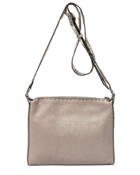 FENDI Fendi Greige Grained Leather Front Pocket Crossbody (Authentic Pre-Loved)