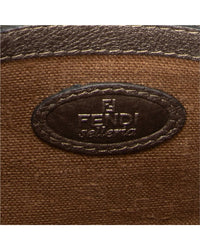 FENDI Fendi Greige Grained Leather Front Pocket Crossbody (Authentic Pre-Loved)
