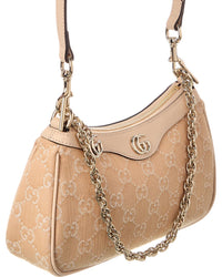 Gucci Small Medium Gg Denim & Leather Shoulder Bag