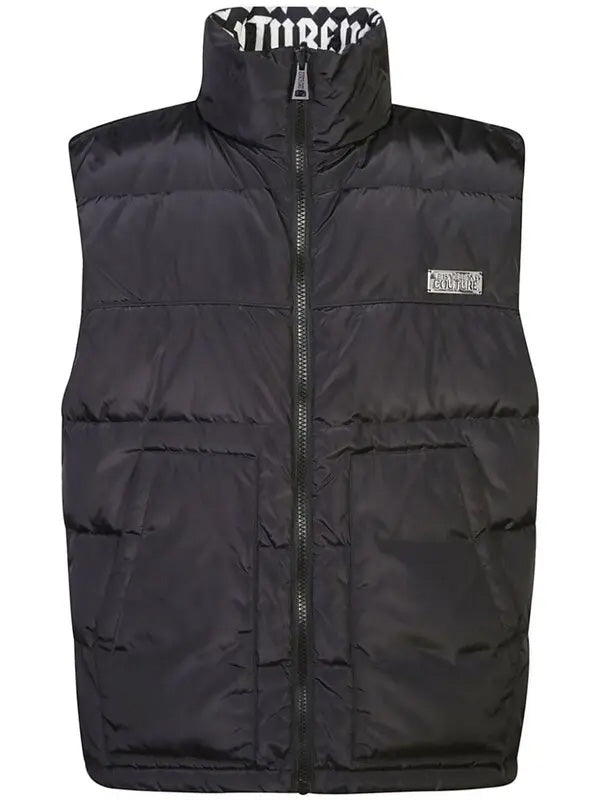 Versace Jeans Couture Monogram Black/White Puffer Reversible Mens Vest-
