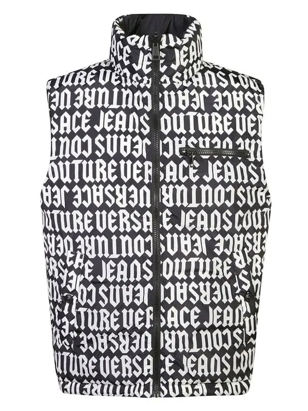 Versace Jeans Couture Monogram Black/White Puffer Reversible Mens Vest-