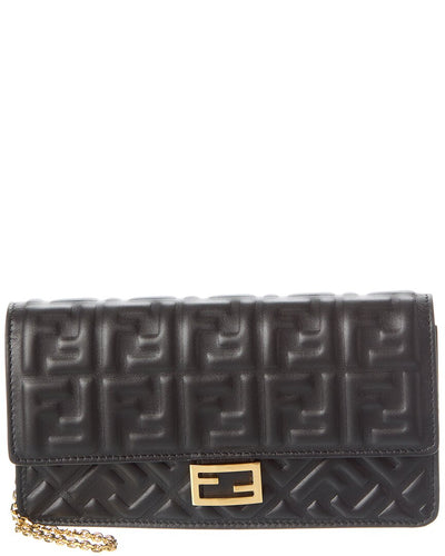 Fendi Baguette Ff Leather Wallet On Chain