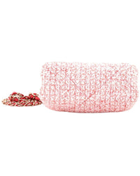 Chanel Chanel Pink Tweed Quilted Canvas Kisslock Frame Clutch Crossbody, Never Carried