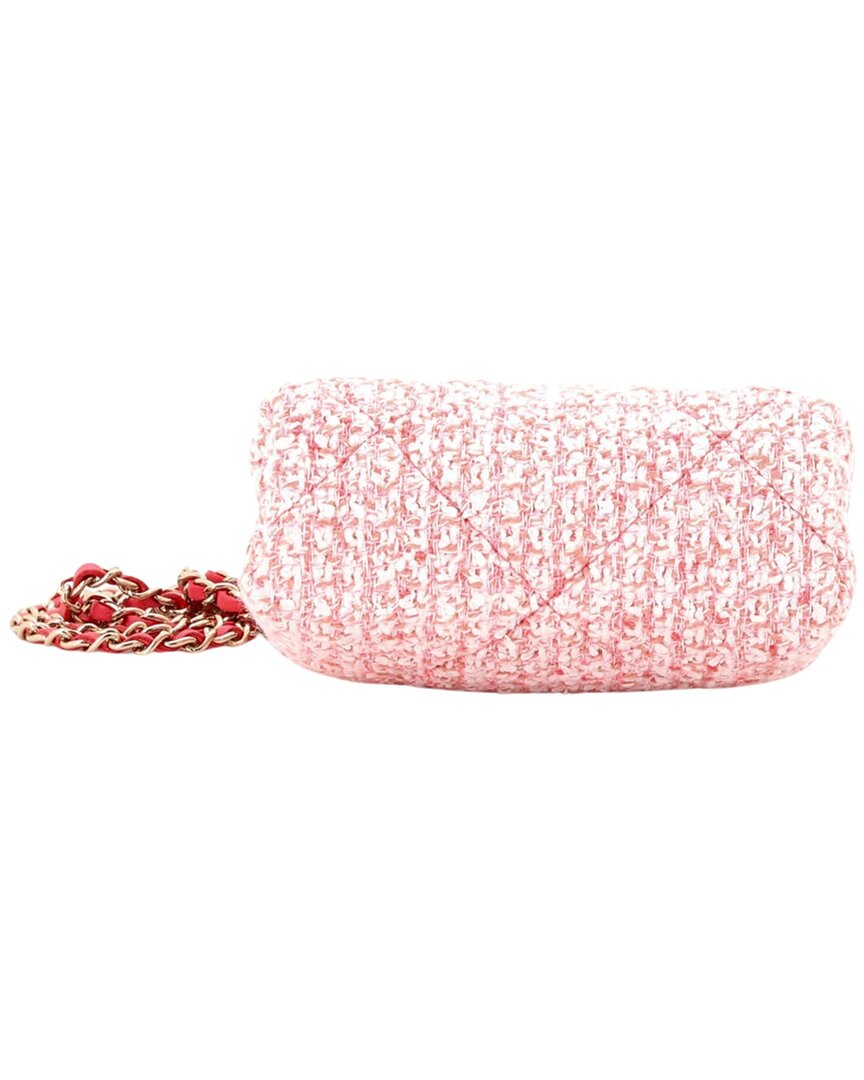 Chanel Chanel Pink Tweed Quilted Canvas Kisslock Frame Clutch Crossbody, Never Carried