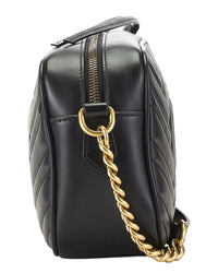 Gucci Gucci Black Leather Gg Marmont Crossbody Bag Small (Authentic Pre-Loved)