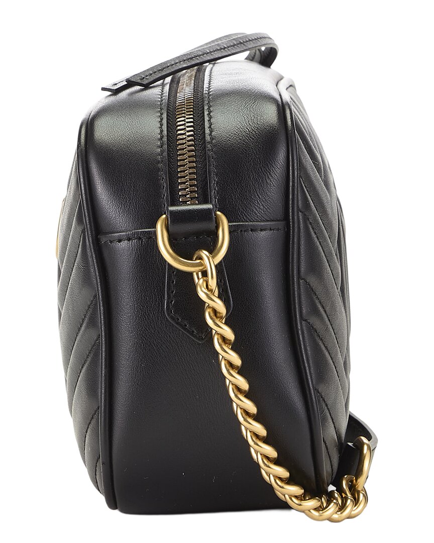 Gucci Gucci Black Leather Gg Marmont Crossbody Bag Small (Authentic Pre-Loved)