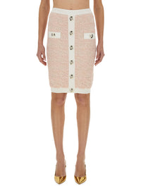 Balmain Women Tweed Midi Skirt