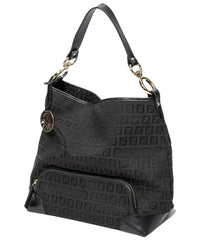 FENDI Fendi Black Zucchino Canvas Front Pocket Hobo (Authentic Pre-Loved)